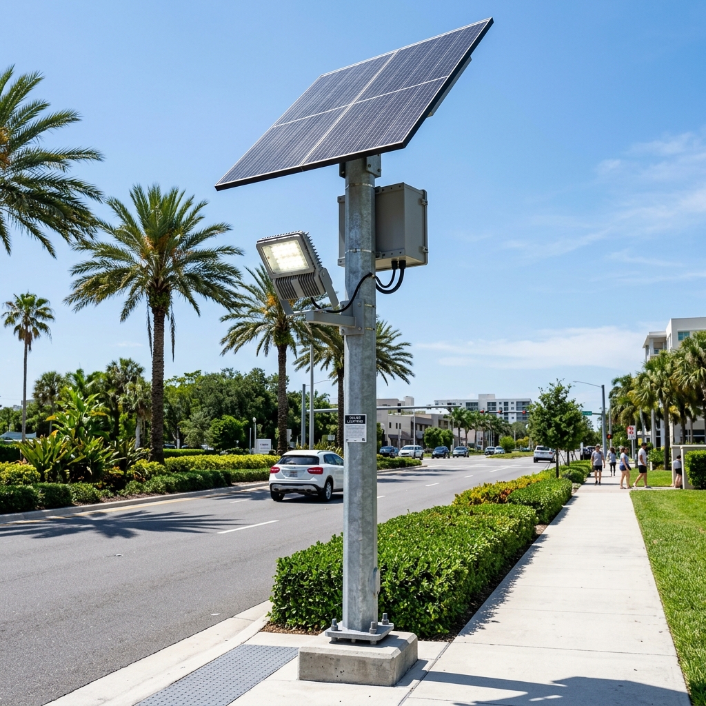 Pole-Mounted Solar Flood Light System